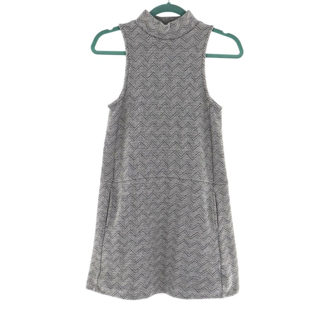 Free People Gray Chevron Mock Neck Mini Dress